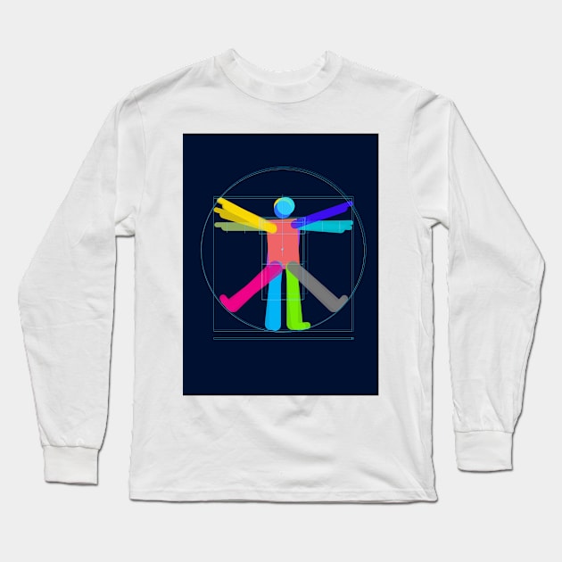 Vitruvian man, illustration, (C053/4064) Long Sleeve T-Shirt by SciencePhoto